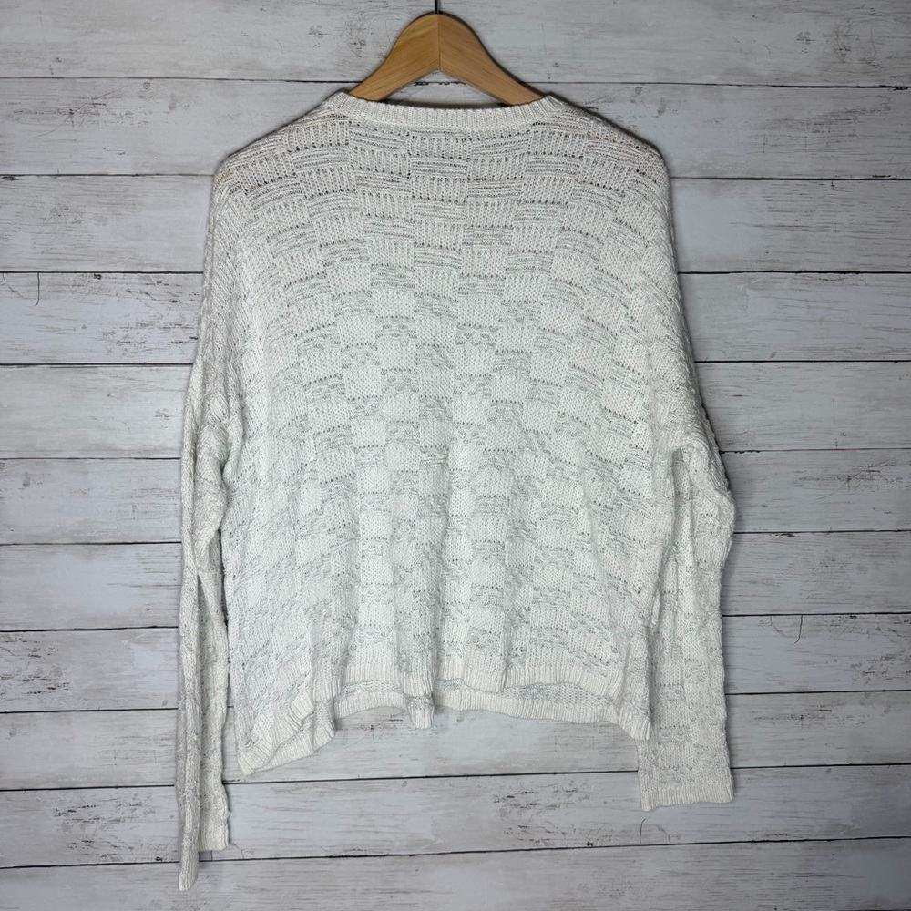 Eileen Fisher linen organic cotton blend white box top sweater Textured Medium - Picture 4 of 5